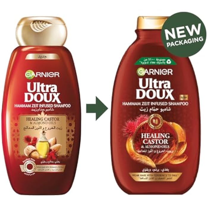 Garnier Ultra Doux Castor & Almond Oils Strengthening Shampoo, 400 ml + conditioner 360 ml - Image 3
